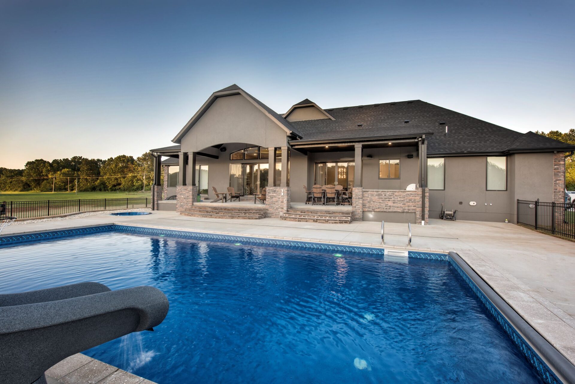 large house with rectangular pool