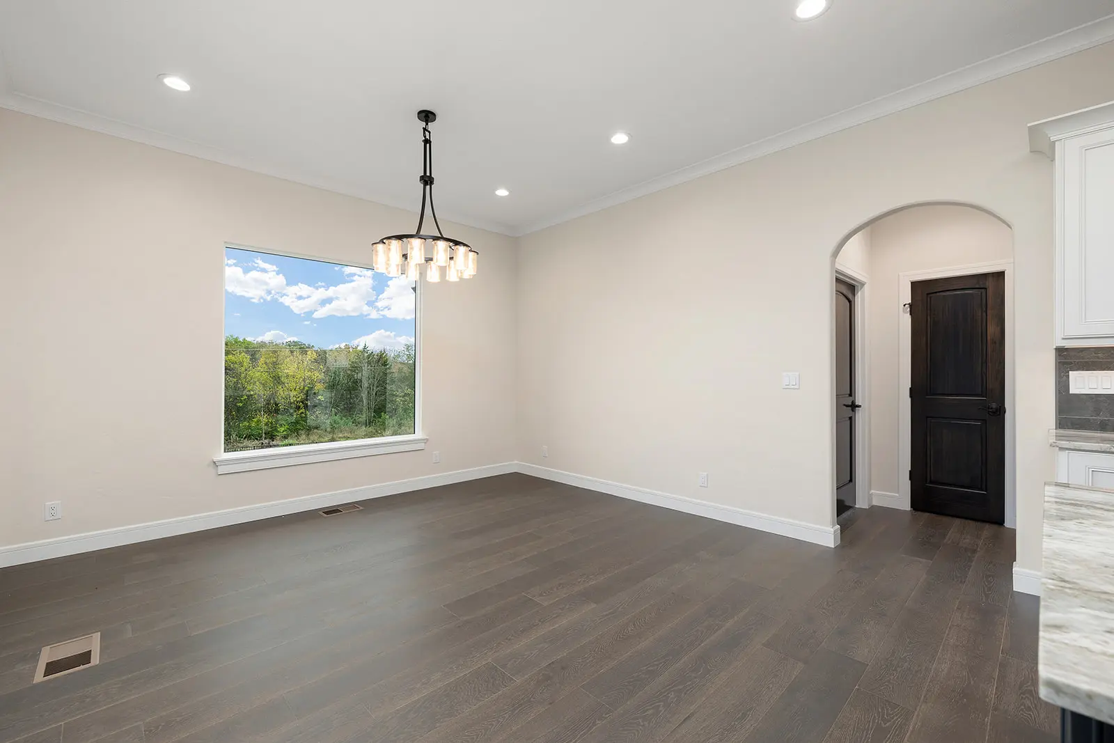 interior space with chandelier