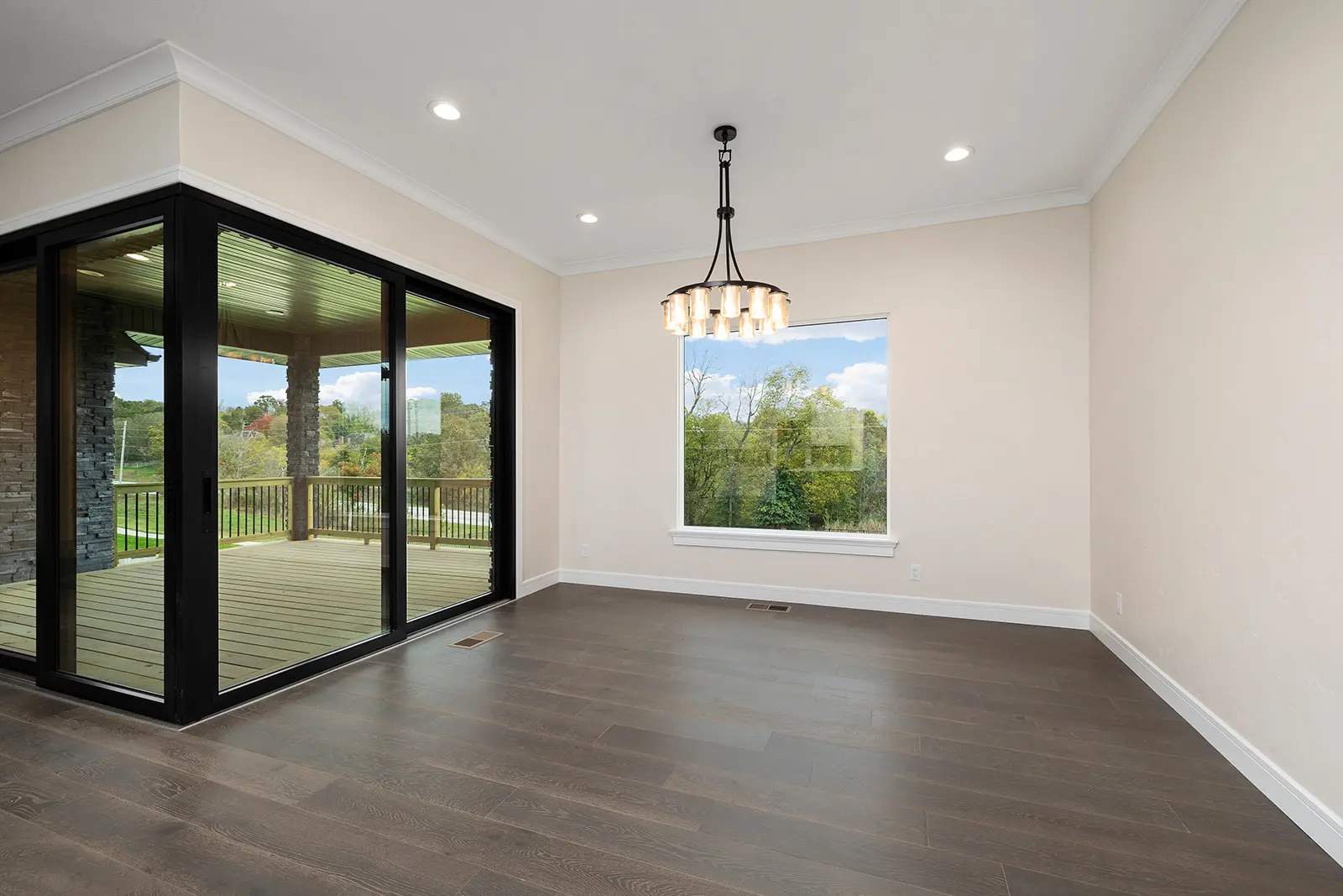 interior space with chandelier
